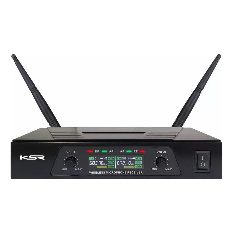 Microfone Sem Fio Duplo Uhf Ksr Mão Camera Usb - KT02M
