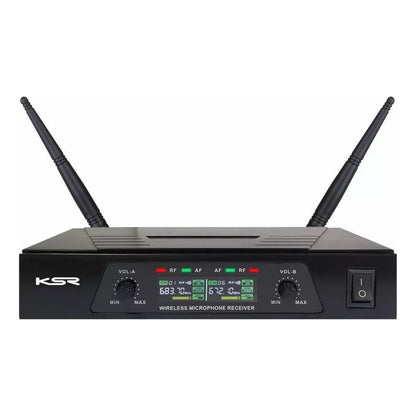 Microfone Sem Fio Duplo Uhf Ksr Mão Camera Usb - KT02M