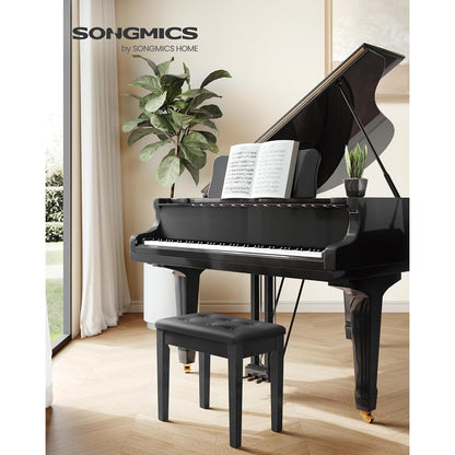 Banco Para Piano Banqueta Teclado Sonata Madeira Couro Ba100 Preto
