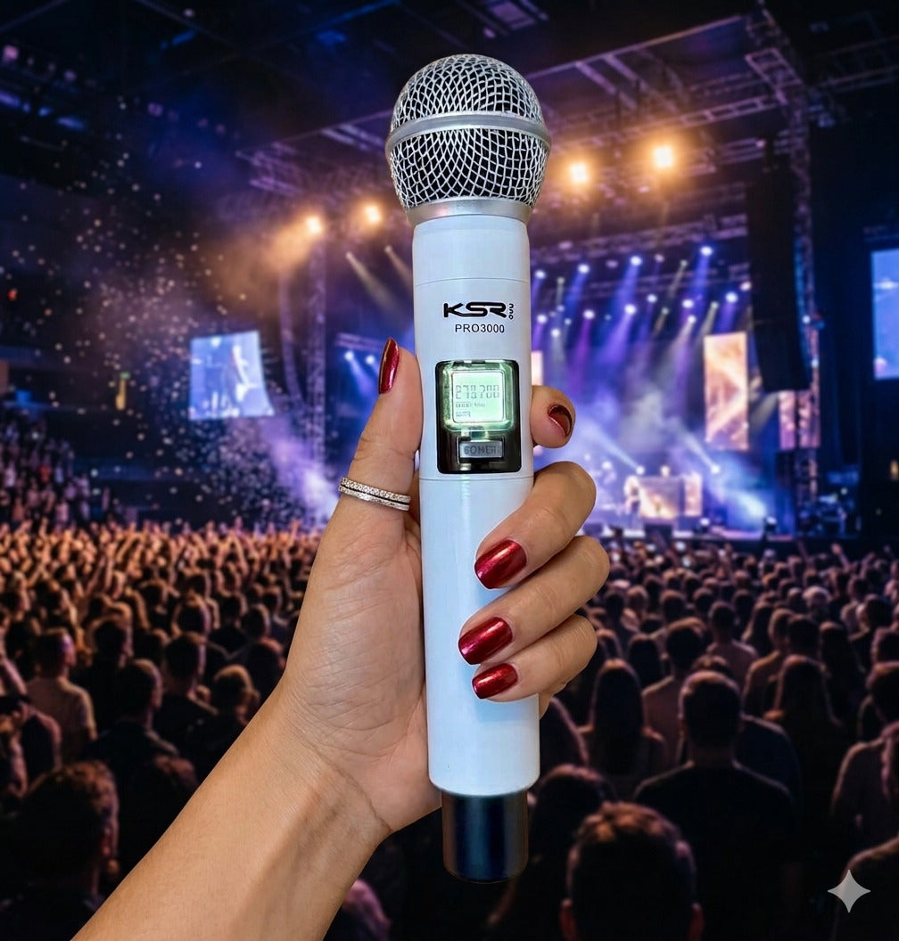 Microfone Sem Fio Branco Recarregável Duplo Mao Ksr Pro 3000