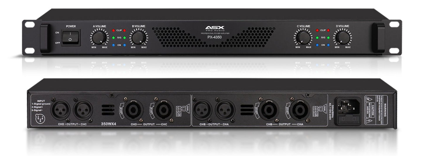 Amplificador Potencia 4 Canais Profissional 1500w Asx Px4350