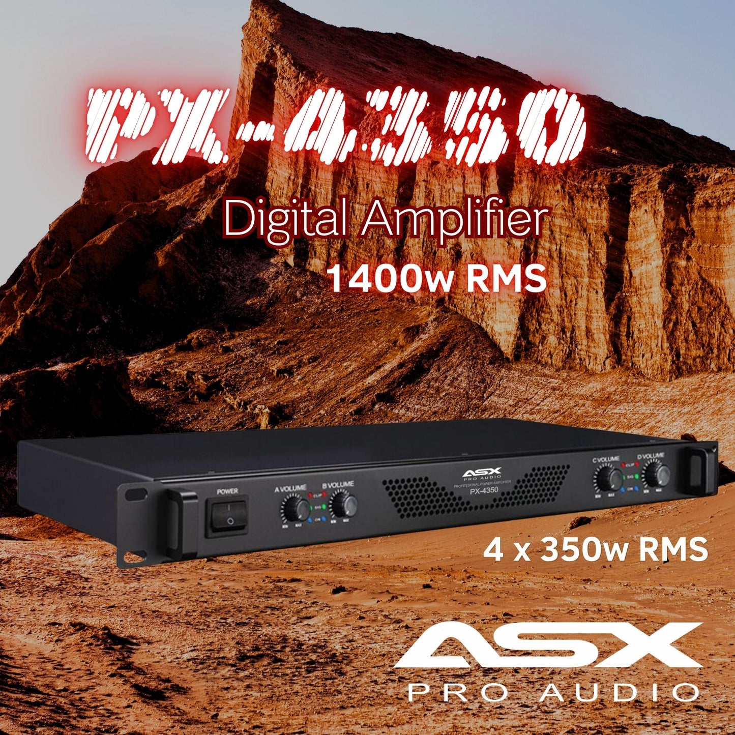 Amplificador Potencia 4 Canais Profissional 1500w Asx Px4350