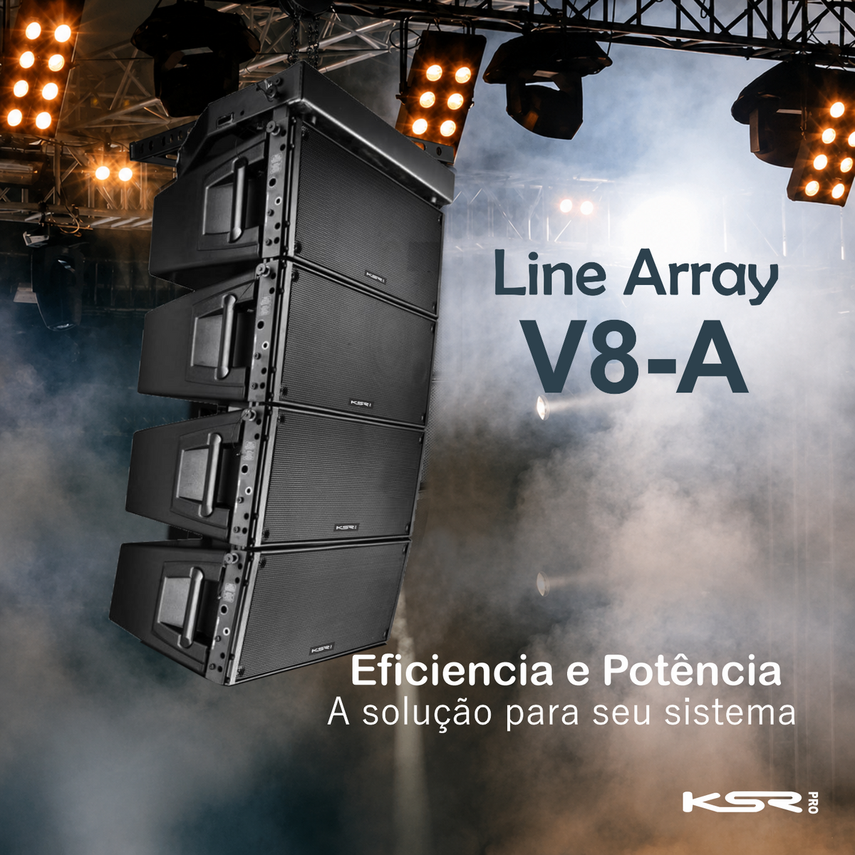 Line Array 8 Polegadas Ativo 2200w Dsp Ksr Pro V8a 135db