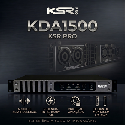 Amplificador Potencia Som Profissional 1500w Ksr Pro Kda1500