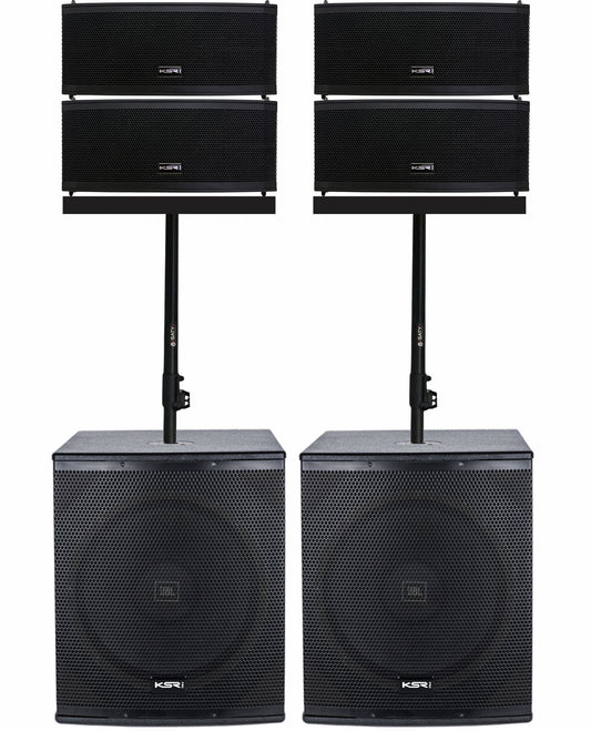 4 Line Array V6 + 2 Sub 18 Pol Kit Ativo Prof. Ksr Pro 2720w Preto 127/220v