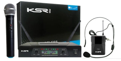 MICROFONE SEM FIO DUPLO KSR KT02-MH MÃO + HEAD