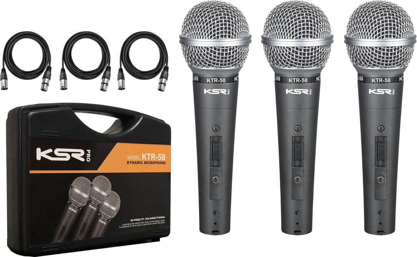 Kit 3 Microfone Profissional Sm Ktr58 Ksr Pro + Cabo Xlr