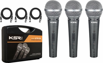 Kit 3 Microfone Profissional Sm Ktr58 Ksr Pro + Cabo Xlr
